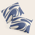 Retro Fantasy Swirl Abstract in Blue and Cream Pillow Sham Gallery Image 3