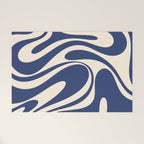 Retro Fantasy Swirl Abstract in Blue and Cream Welcome Mat Gallery Image 1
