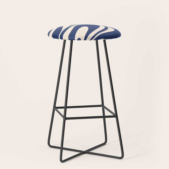 Retro Fantasy Swirl Abstract in Blue and Cream Stool Gallery Image 1