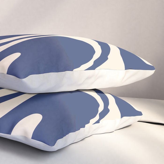 Retro Fantasy Swirl Abstract in Blue and Cream Pillow Sham Gallery Image 3