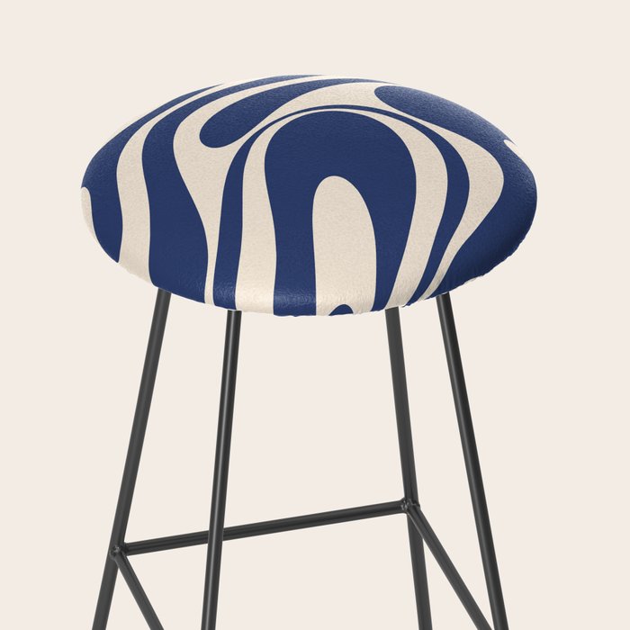 Retro Fantasy Swirl Abstract in Blue and Cream Stool Gallery Image 2