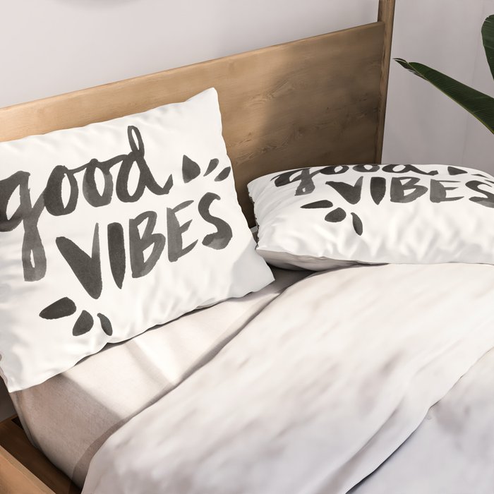 Good Vibes â Black Ink Pillow Sham Gallery Image 2