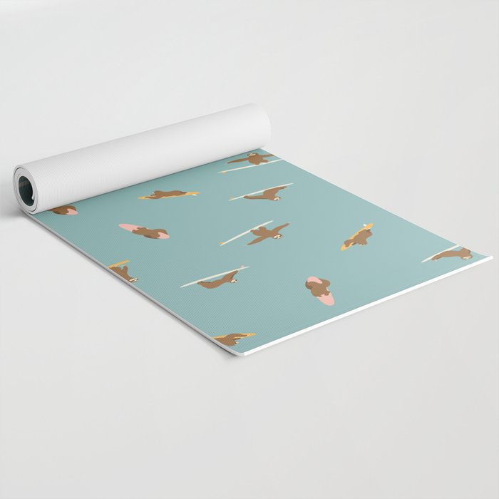 Surfing Sloth in Blue Yoga Mat Gallery Image 2