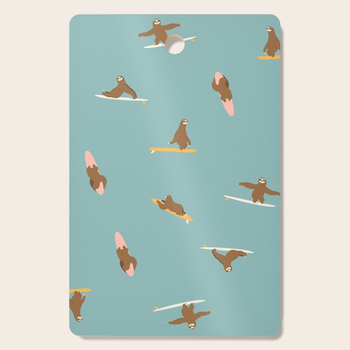 Surfing Sloth in Blue Cutting Board Gallery Image 1