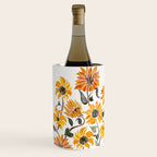 Sunflower Watercolor - Yellow & Black Palette Wine Chiller Gallery Image 2
