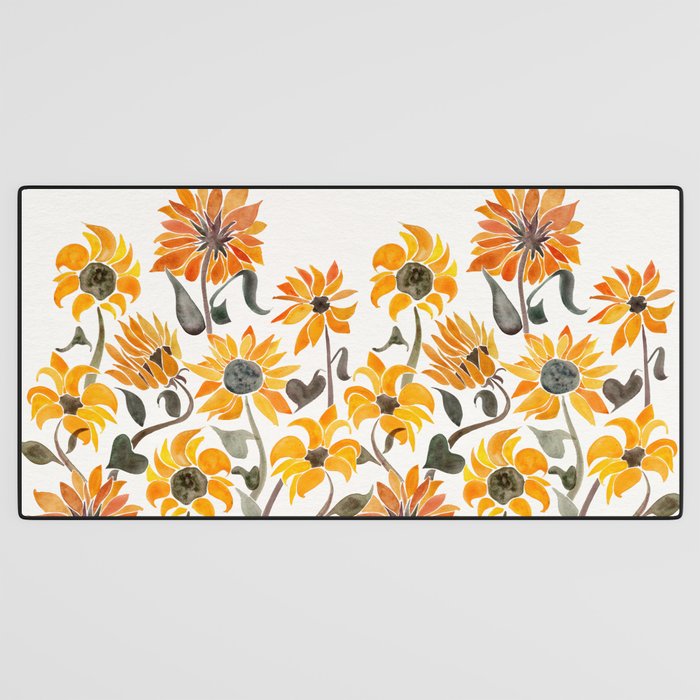 Sunflower Watercolor â Yellow & Black Palette Desk Mat Gallery Image 3