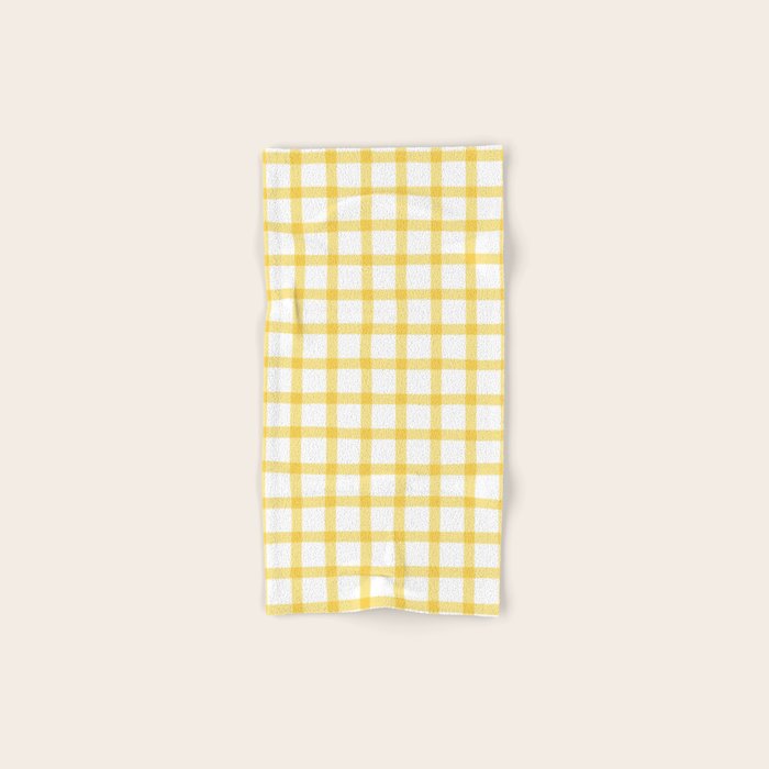 Yellow geometric plaid gingham pattern Bath Towel Gallery Image 1
