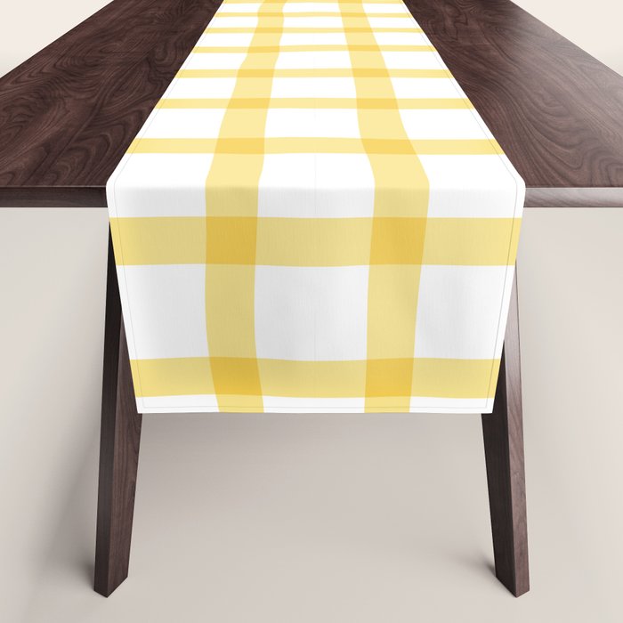 Yellow geometric plaid gingham pattern Table Runner Gallery Image 1