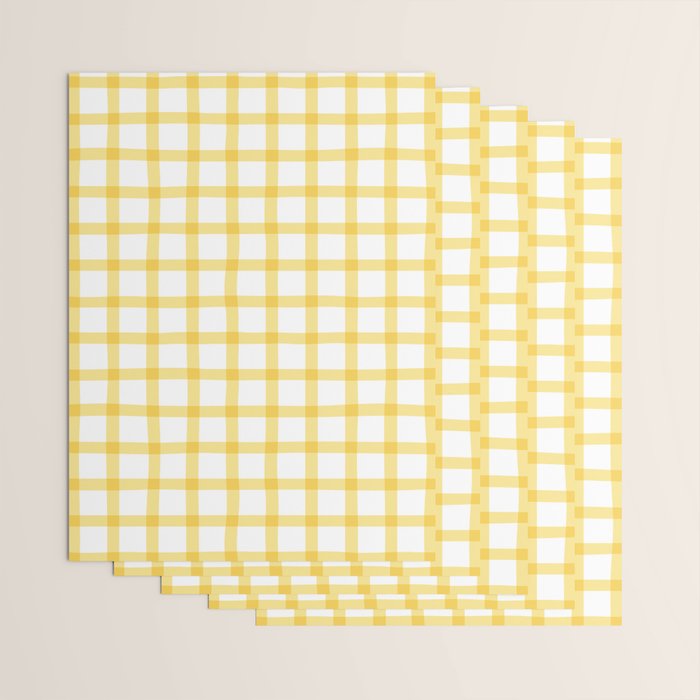 Yellow geometric plaid gingham pattern Wrapping Paper Gallery Image 3