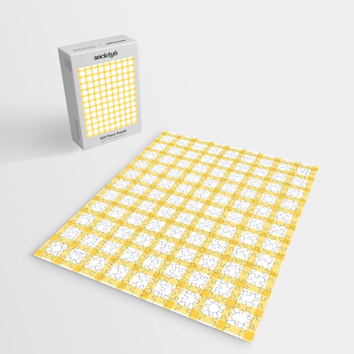 Yellow geometric plaid gingham pattern Jigsaw Puzzle Gallery Image 2