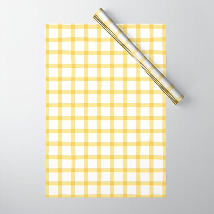 Yellow geometric plaid gingham pattern Wrapping Paper Gallery Image 1