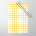 Yellow geometric plaid gingham pattern Wrapping Paper Gallery Image 1