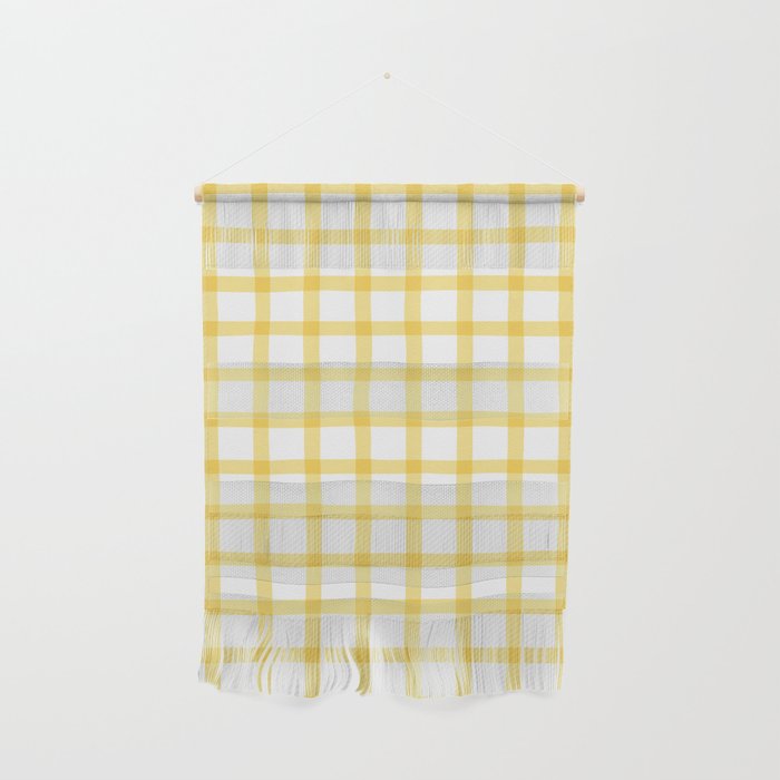 Yellow geometric plaid gingham pattern Wall Hanging Gallery Image 1