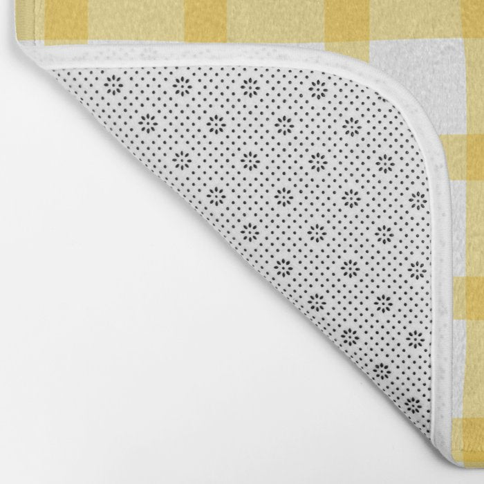 Yellow geometric plaid gingham pattern Bath Mat Gallery Image 2