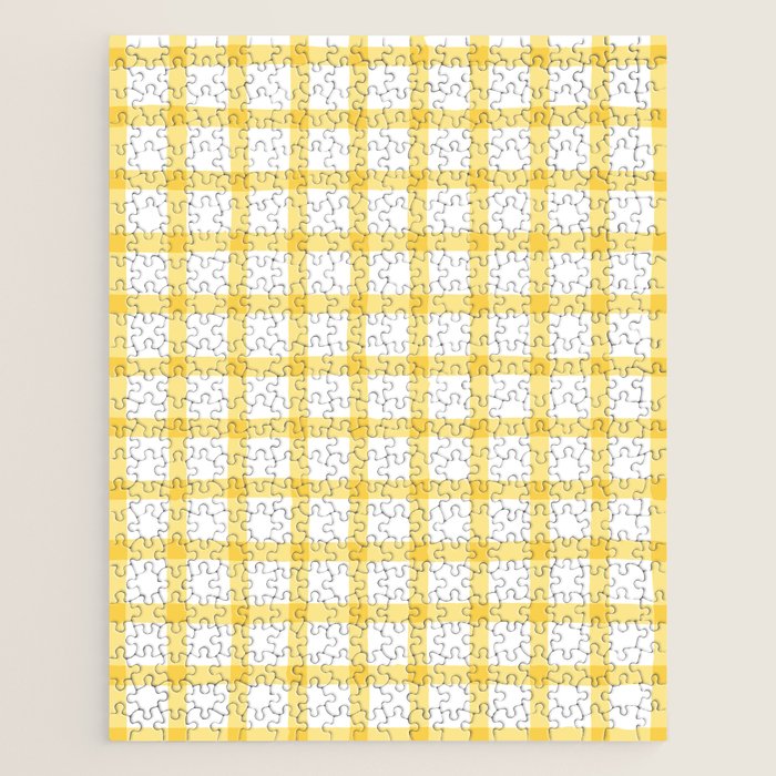 Yellow geometric plaid gingham pattern Jigsaw Puzzle Gallery Image 1