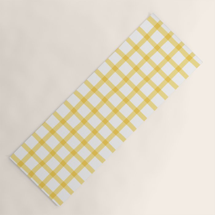 Yellow geometric plaid gingham pattern Yoga Mat Gallery Image 1