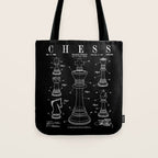 Chess King And Pieces Old Vintage Patent Drawing Print Tote Bag Gallery Image 1
