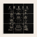 Chess King And Pieces Old Vintage Patent Drawing Print Wood Wall Art Gallery Image 1