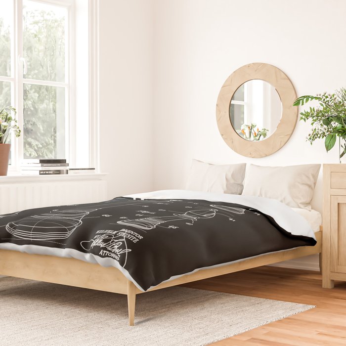 Chess King And Pieces Old Vintage Patent Drawing Print Duvet Cover Gallery Image 2