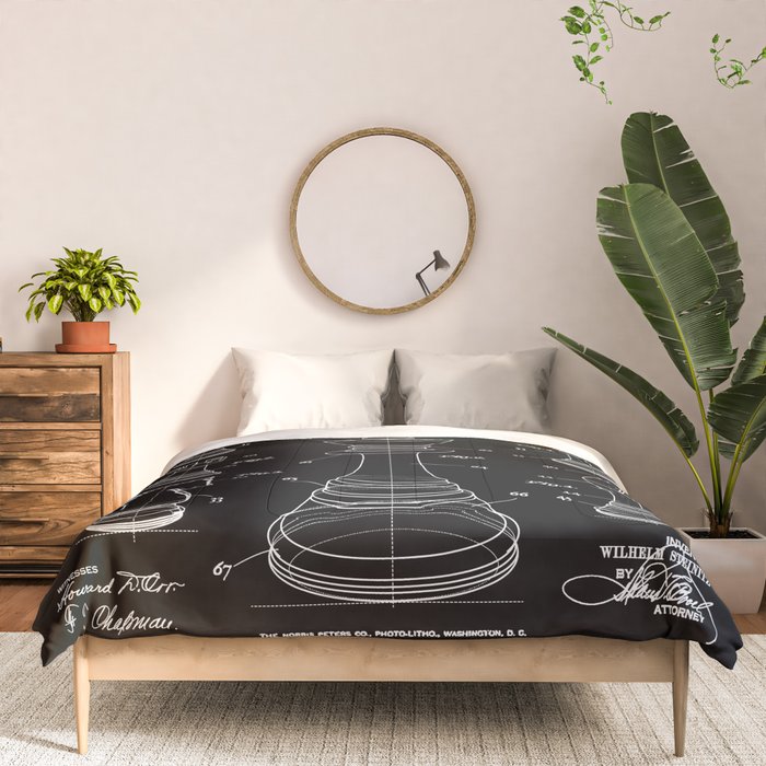 Chess King And Pieces Old Vintage Patent Drawing Print Comforter Gallery Image 3