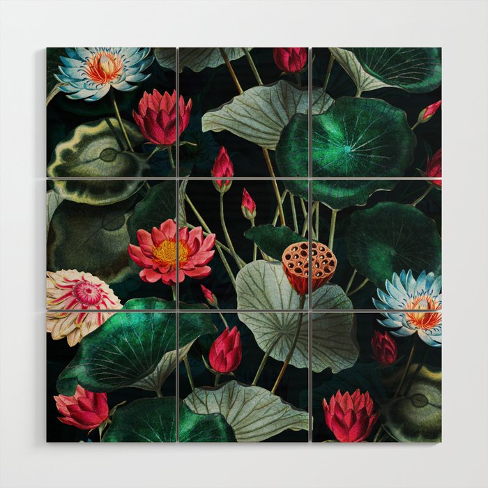 Water Lily - Night Wood Wall Art Gallery Image 1
