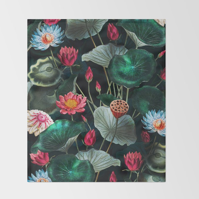 Water Lily - Night Throw Blanket Gallery Image 2