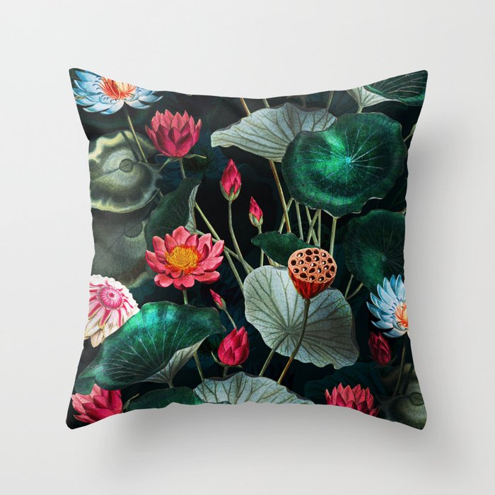Water Lily - Night Throw Pillow Gallery Image 6