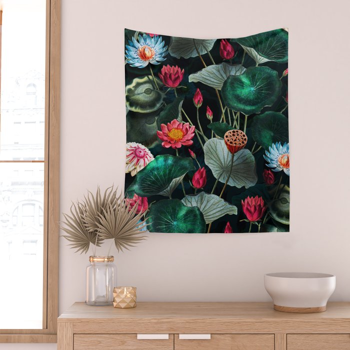 Water Lily - Night Wall Tapestry Gallery Image 2