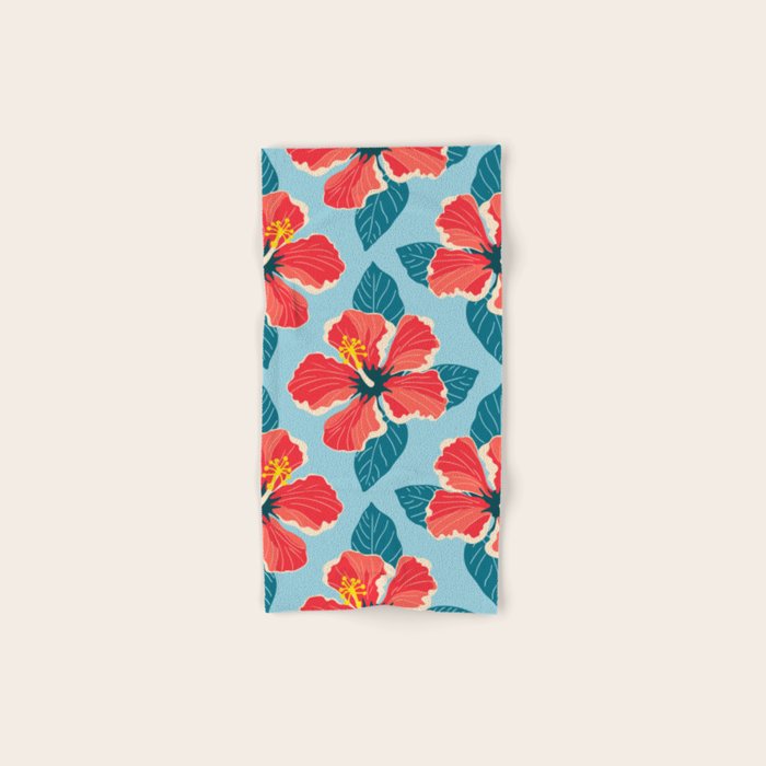 Tropical hibiscus summer flower art pattern Bath Towel Gallery Image 1
