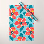 Tropical hibiscus summer flower art pattern Wrapping Paper Gallery Image 1