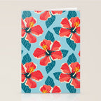 Tropical hibiscus summer flower art pattern Stationery Card Gallery Image 2