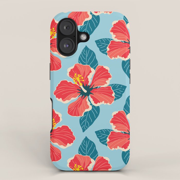 Tropical hibiscus summer flower art pattern iPhone Case Gallery Image 1