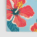 Tropical hibiscus summer flower art pattern Poster Gallery Image 3