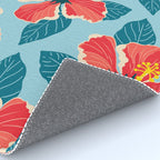 Tropical hibiscus summer flower art pattern Rug Gallery Image 4