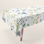 Scandinavian Midsummer Blue And Yellow Wildflowers Meadow  Tablecloth Gallery Image 1
