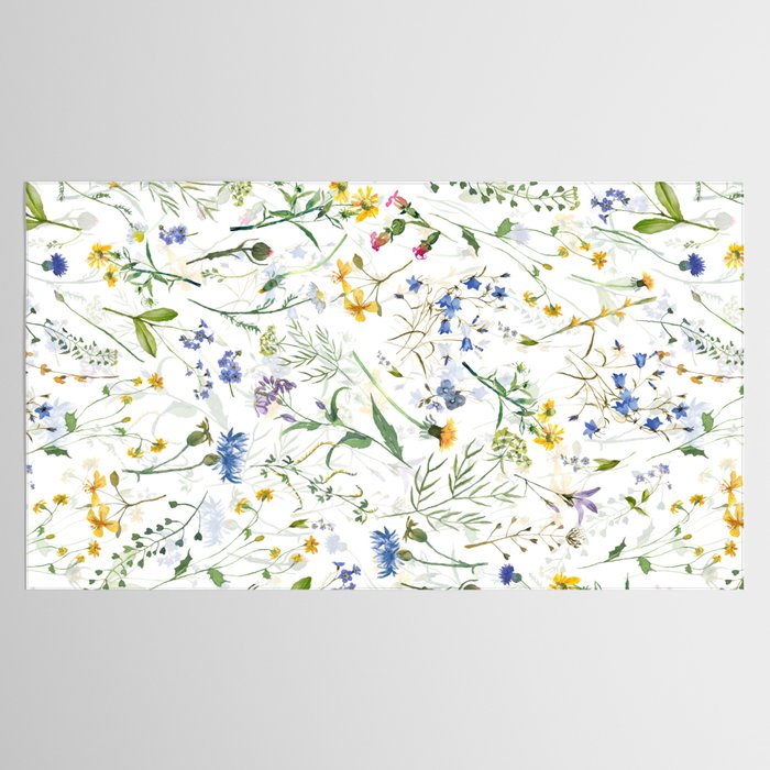 Scandinavian Midsummer Blue And Yellow Wildflowers Meadow  Tablecloth Gallery Image 2