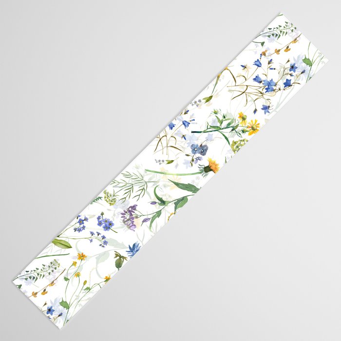 Scandinavian Midsummer Blue And Yellow Wildflowers Meadow  Table Runner Gallery Image 3