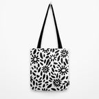 Abstract black and white flower nature art pattern Tote Bag Gallery Image 2