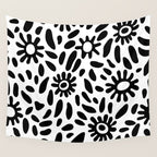 Abstract black and white flower nature art pattern Wall Tapestry Gallery Image 4