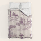 Toile de Jouy Vintage French Plum Striped Pastoral Pattern Duvet Cover Gallery Image 6