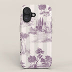 Toile de Jouy Vintage French Plum Striped Pastoral Pattern iPhone Case Gallery Image 1