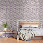 Toile de Jouy Vintage French Plum Striped Pastoral Pattern Wallpaper Gallery Image 3
