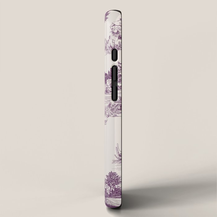 Toile de Jouy Vintage French Plum Striped Pastoral Pattern iPhone Case Gallery Image 2