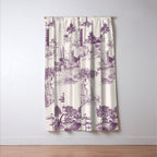 Toile de Jouy Vintage French Plum Striped Pastoral Pattern Window Curtain Gallery Image 3