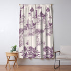 Toile de Jouy Vintage French Plum Striped Pastoral Pattern Window Curtain Gallery Image 5