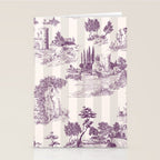 Toile de Jouy Vintage French Plum Striped Pastoral Pattern Stationery Card Gallery Image 2