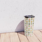 Hand-drawn Wildflowers -  Pink & Gold Travel Mug Gallery Image 4