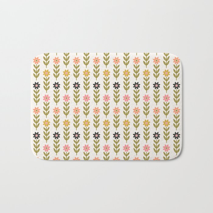 Hand-drawn Wildflowers -  Pink & Gold Bath Mat Gallery Image 1