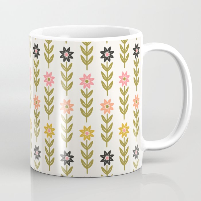 Hand-drawn Wildflowers -  Pink & Gold Coffee Mug Gallery Image 1
