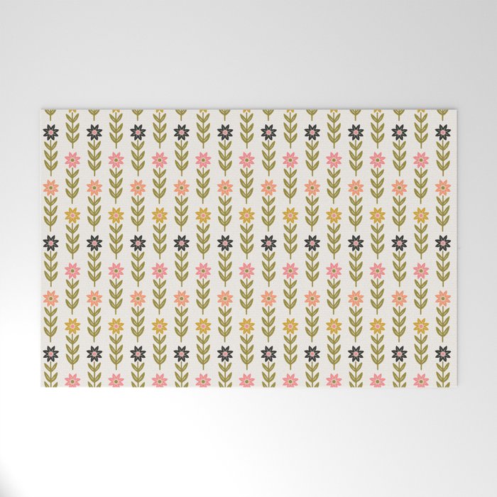 Hand-drawn Wildflowers -  Pink & Gold Welcome Mat Gallery Image 1